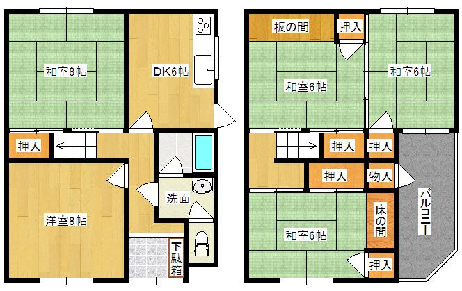 Floor plan. 9.8 million yen, 5DK, Land area 70.42 sq m , Building area 89 sq m