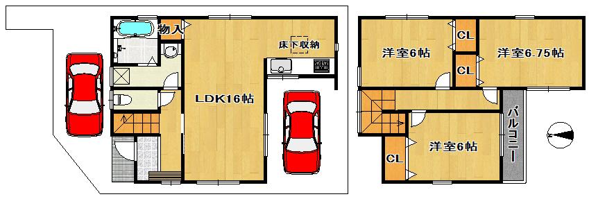 Floor plan. (No. 1 point), Price 23,300,000 yen, 3LDK, Land area 89.26 sq m , Building area 82.21 sq m