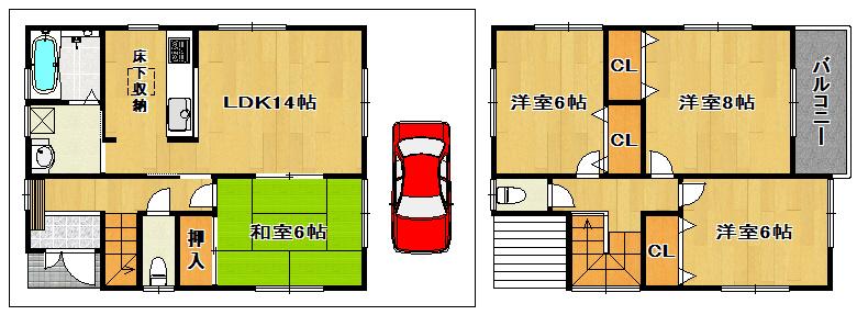 Floor plan. (No. 2 locations), Price 23,900,000 yen, 4LDK, Land area 87.74 sq m , Building area 93.96 sq m