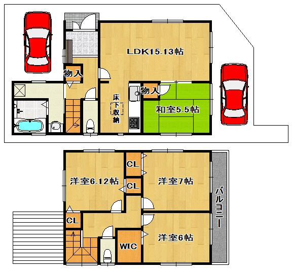 Floor plan. (No. 7 locations), Price 27.3 million yen, 4LDK, Land area 98.55 sq m , Building area 95.98 sq m
