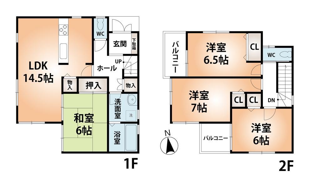 Floor plan. (No. 1 point), Price 25,800,000 yen, 4LDK, Land area 115.59 sq m , Building area 95.58 sq m
