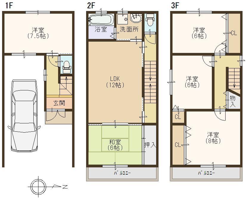 Floor plan. 23.8 million yen, 5LDK, Land area 63.11 sq m , Building area 133.65 sq m