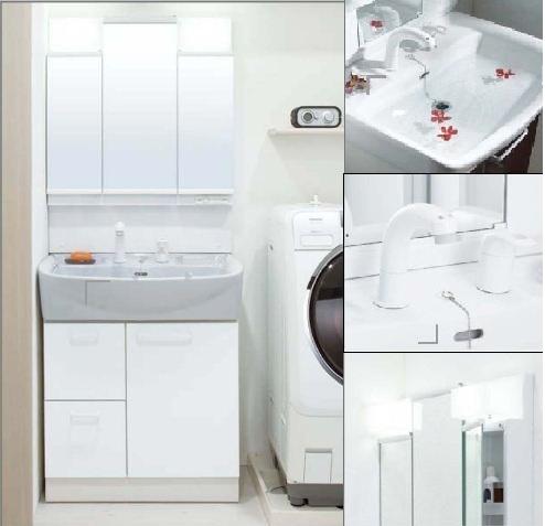 Wash basin, toilet. Our specification vanity Kagamiura storage 3-surface mirror type