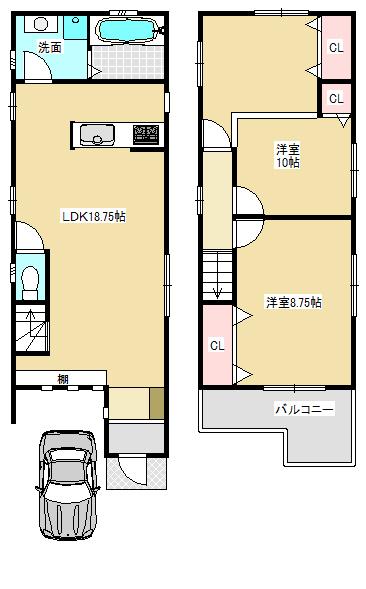 Floor plan. 21,800,000 yen, 3LDK, Land area 64.47 sq m , Building area 73.71 sq m land 20 square meters 3-wire 3-Station Available! ! LDK16.5 Pledge plan