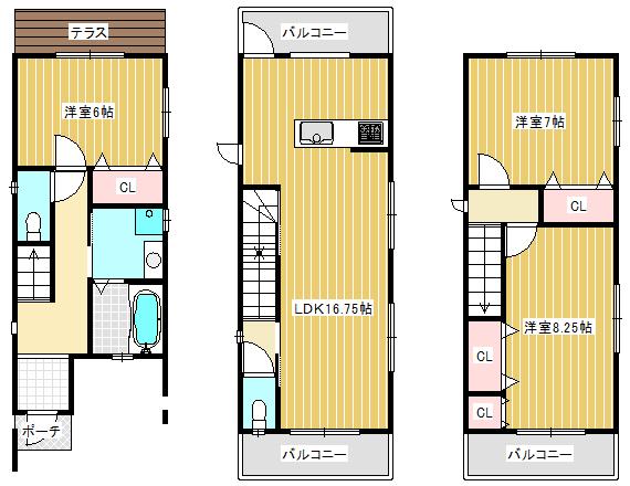 Other. Three stories Wood deck plan ☆ All room Western-style ☆ 3-story: the total floor area of ​​92.55 sq m about 28 square meters