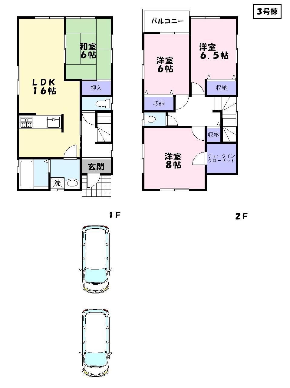 Floor plan. (3 Building), Price 24,800,000 yen, 4LDK, Land area 116.88 sq m , Building area 103.5 sq m