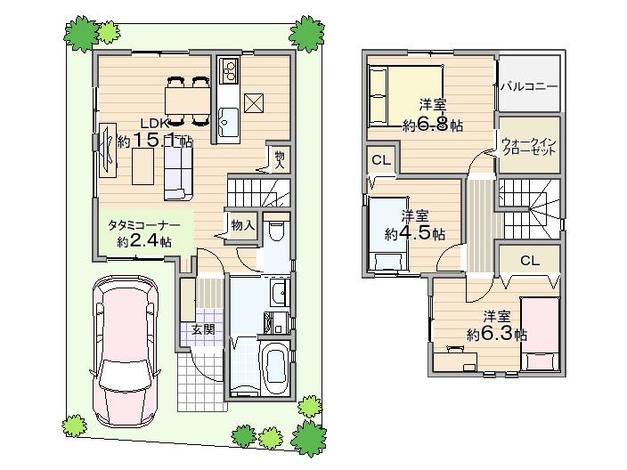 Floor plan. Price 23.4 million yen, 3LDK, Land area 81.25 sq m , Building area 87.73 sq m