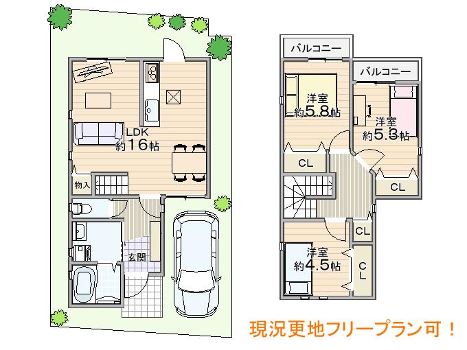 Floor plan. Price 22,800,000 yen, 3LDK, Land area 81.14 sq m , Building area 82.74 sq m