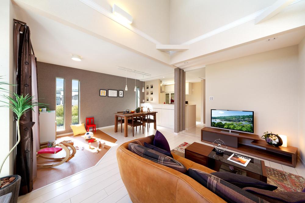 Building plan example (introspection photo). LDK overlooking the whole even though standing in the kitchen. In a space where the living nature and family gather with a blow of about 6 quires. House, such as the thermos "Kurumu" So, Us to held for a long time if the once comfortable temperature even in open plan.