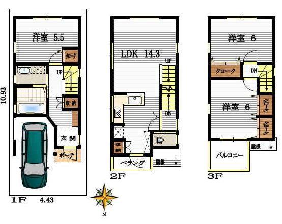 Floor plan. 19,800,000 yen, 3LDK, Land area 48.11 sq m , Building area 78.16 sq m