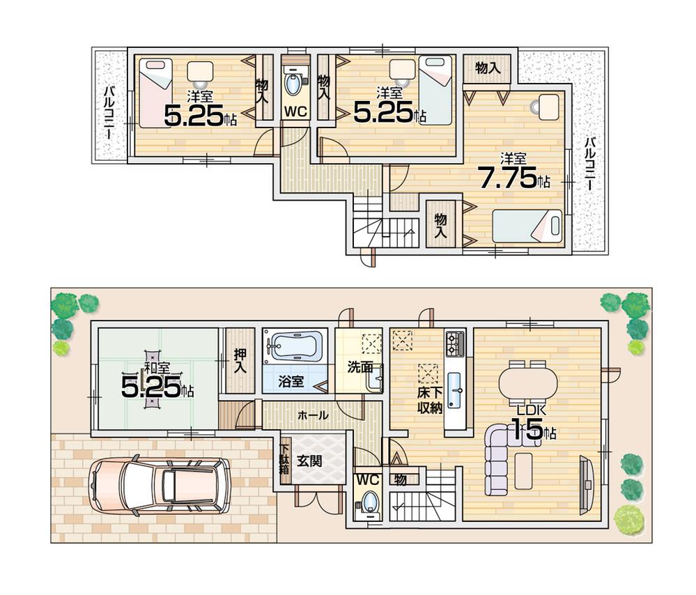 Floor plan. (No. 2 locations), Price 26,800,000 yen, 4LDK, Land area 97.96 sq m , Building area 94.39 sq m