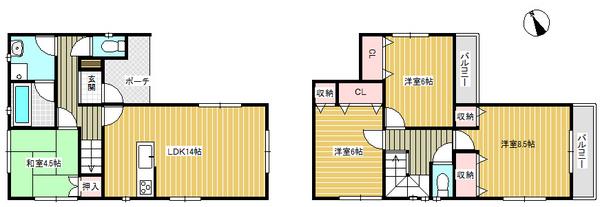 Floor plan. 25,800,000 yen, 4LDK, Land area 100.51 sq m , Building area 100.51 sq m