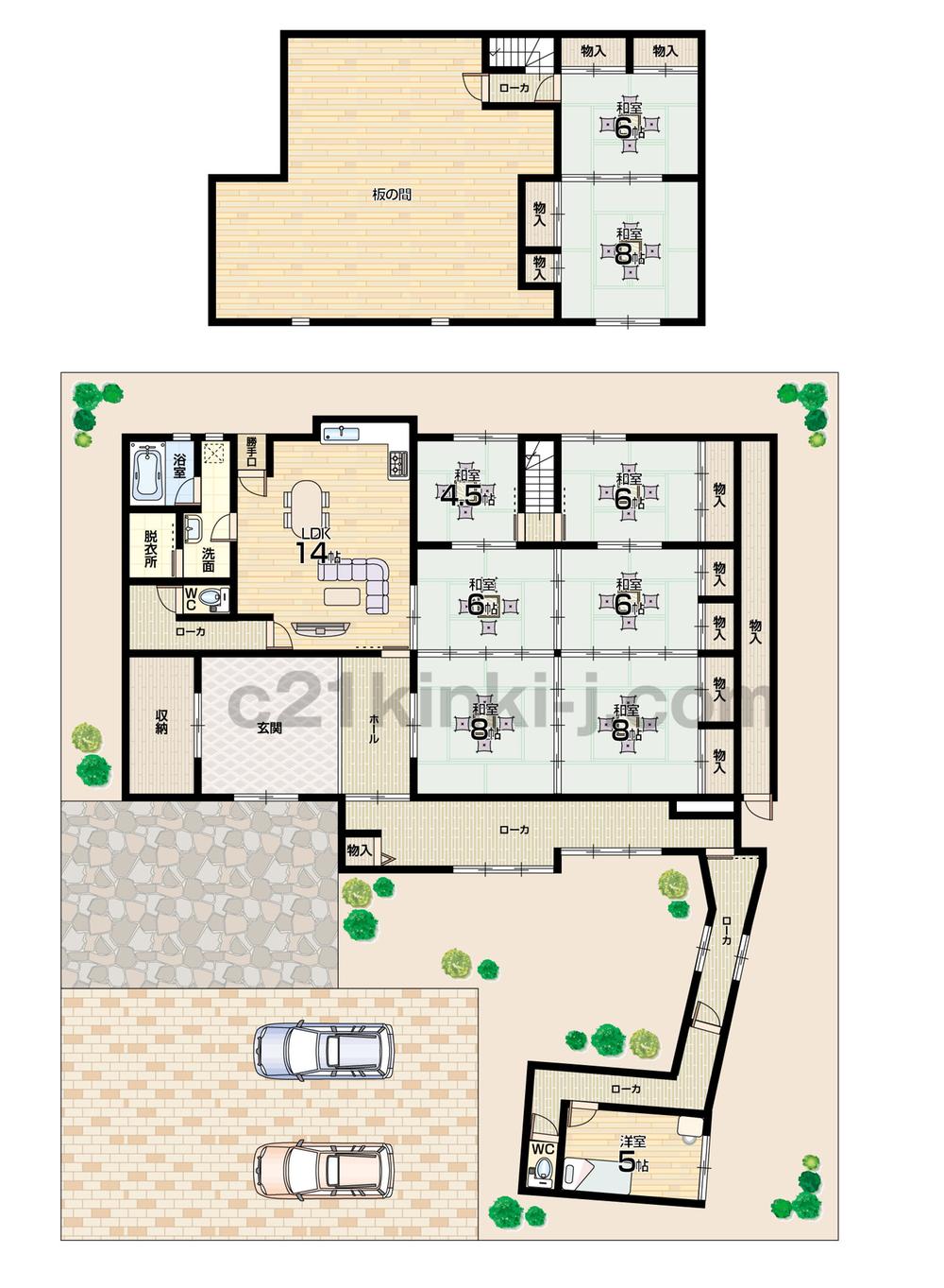 Floor plan. 34,800,000 yen, 8LDK, Land area 443.86 sq m , Building area 331.94 sq m floor plan Premises 134.5 square meters ・ Total floor 100.5 tsubo 8LDK ・ 3 direction land