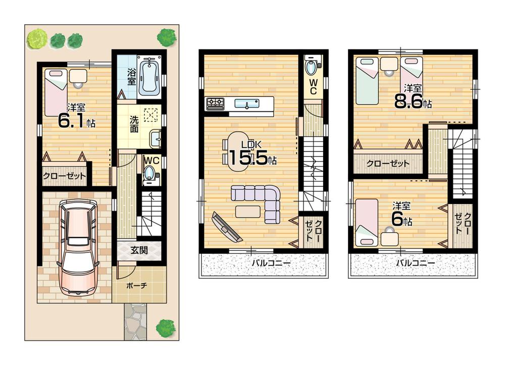 Floor plan. 18,800,000 yen, 3LDK, Land area 54.13 sq m , Building area 95.9 sq m floor plan