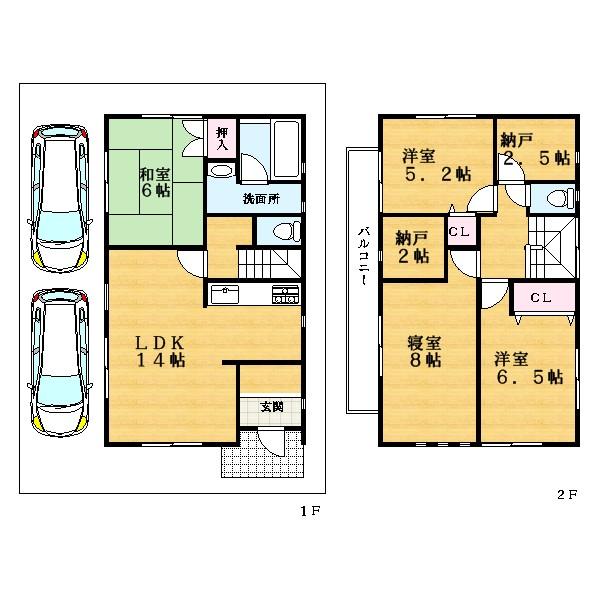 Floor plan. (6), Price 21.5 million yen, 4LDK, Land area 100.5 sq m , Building area 95.98 sq m