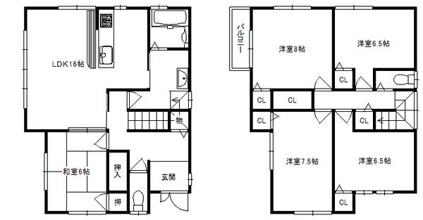Floor plan. 28 million yen, 5LDK, Land area 121.62 sq m , Building area 119.07 sq m