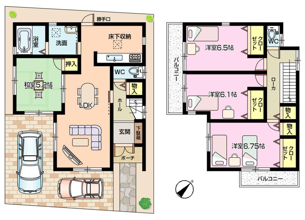 Floor plan. 38,800,000 yen, 4LDK, Land area 100.04 sq m , Enter the light from the south to the building area 94.36 sq m all room, Floor plan of the sun per good 4LDK