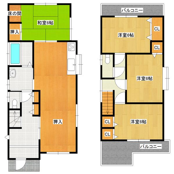 Floor plan. 22,800,000 yen, 4LDK, Land area 100 sq m , Building area 94.9 sq m