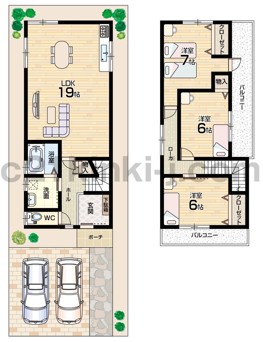 Floor plan. 24,800,000 yen, 3LDK, Land area 108.15 sq m , A feeling of opening in the building area 89.91 sq m two-sided road ・ Day is good! 