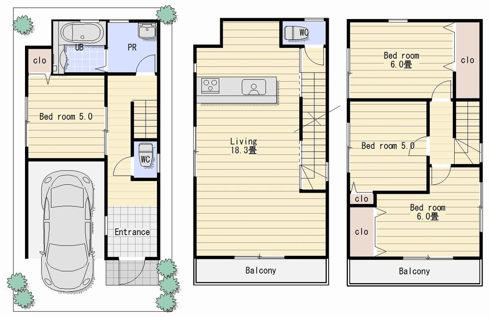 Floor plan. 23.8 million yen, 4LDK, Land area 71.04 sq m , Building area 108.24 sq m urban three-storey