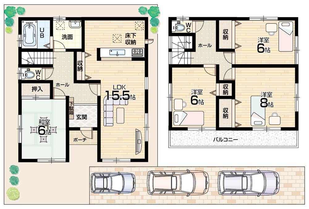 Floor plan. (No. 2 locations), Price 33,800,000 yen, 4LDK, Land area 142.96 sq m , Building area 102.68 sq m