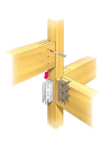 Construction ・ Construction method ・ specification. It boasts a high earthquake resistance and durability, Shikishima house of wooden houses. Use the cut wood with a high degree of accuracy, It has adopted the hardware connection method that can maximize the inherent strength of the wood (joist hanger and slit ・ With a pin hole wood and the driving pin illustration)