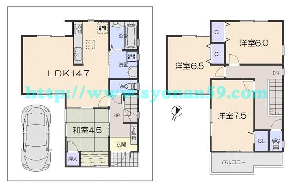 Floor plan. 22,800,000 yen, 4LDK, Land area 90 sq m , Building area 94.36 sq m floor plan