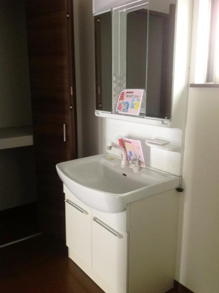 Wash basin, toilet. Bathroom vanity