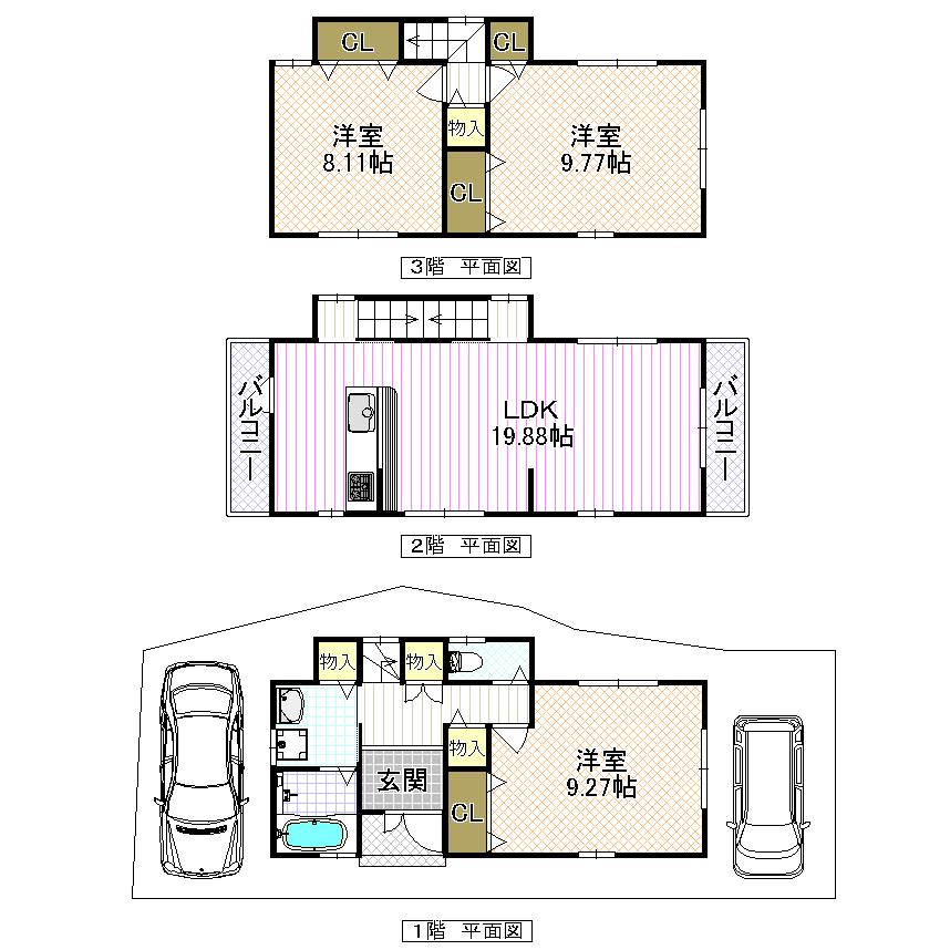 Floor plan. Price 19,800,000 yen, 4LDK, Land area 77.74 sq m , Building area 109.5 sq m