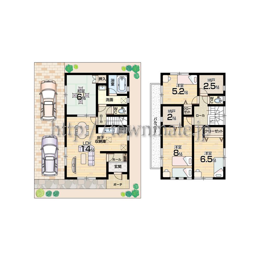 Floor plan. (6 Building), Price 21.5 million yen, 4LDK+S, Land area 100.5 sq m , Building area 95.98 sq m