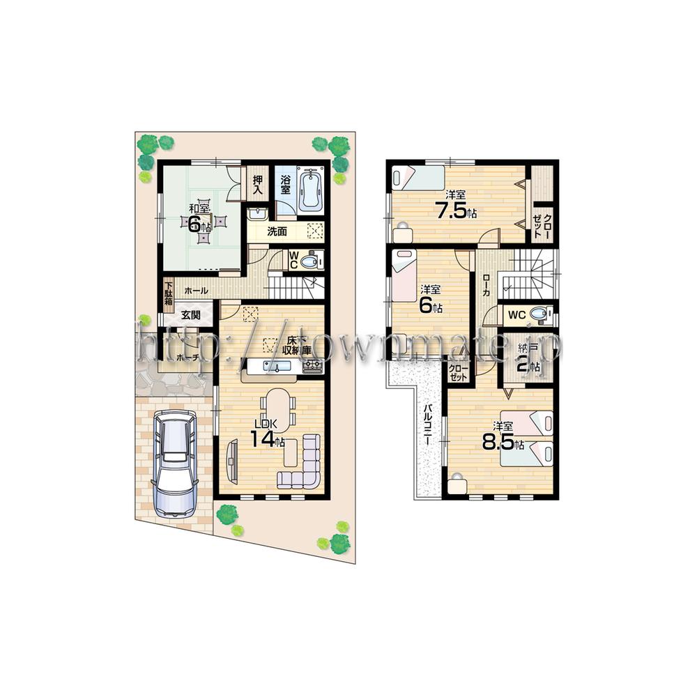 Floor plan. (9 Building), Price 21.5 million yen, 4LDK+S, Land area 100.51 sq m , Building area 98.01 sq m