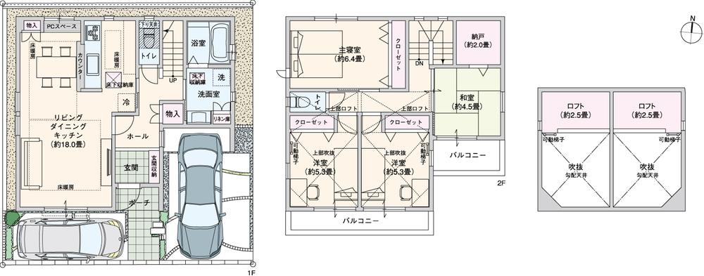 Floor plan. (No. 3 locations), Price 42,400,000 yen, 4LDK, Land area 96.06 sq m , Building area 101.44 sq m
