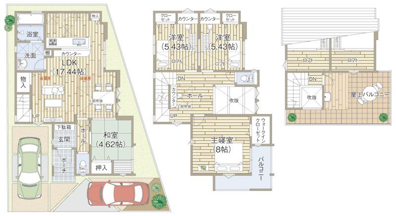 Floor plan. Nagaonishi 1040m until junior high school