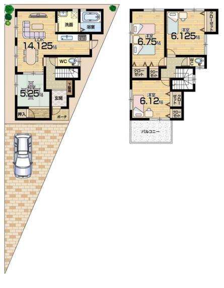 Floor plan. 22,800,000 yen, 4LDK, Land area 97.83 sq m , Building area 90.91 sq m limited 1 compartment