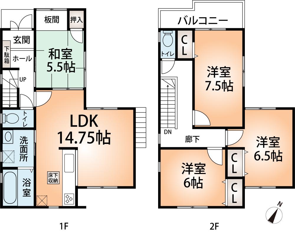 Floor plan. (No. 4 locations), Price 22,800,000 yen, 4LDK, Land area 90 sq m , Building area 94.36 sq m