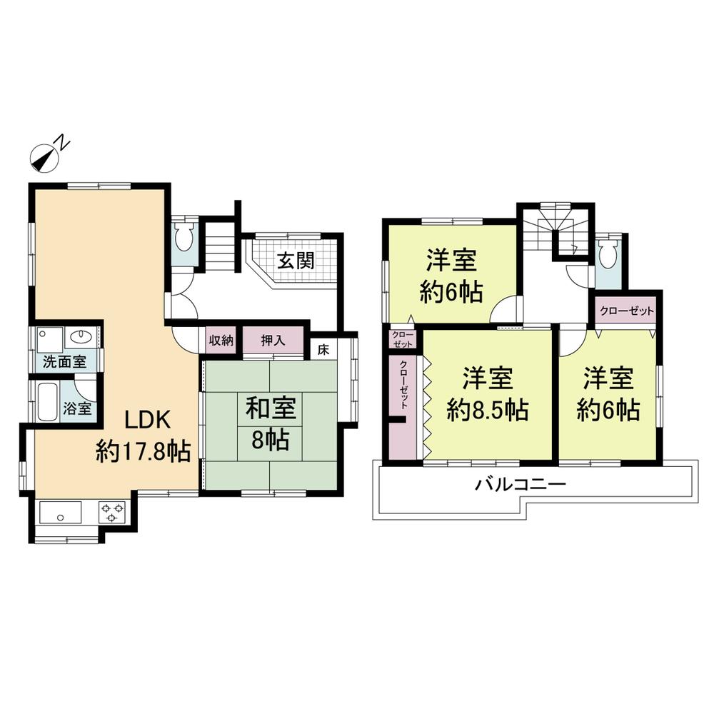 Floor plan. 17.8 million yen, 4LDK, Land area 132.13 sq m , Building area 108.59 sq m