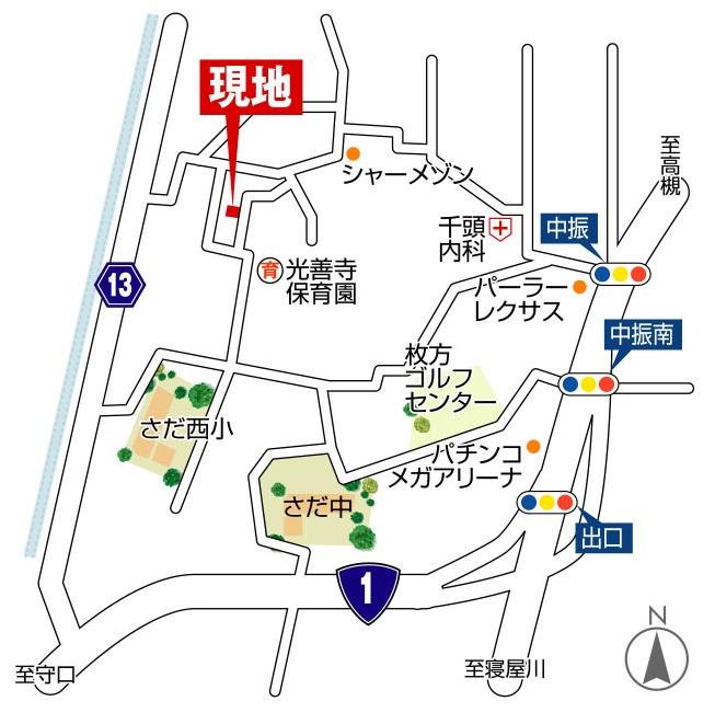 Local guide map. Hirakata exit 4-34-8