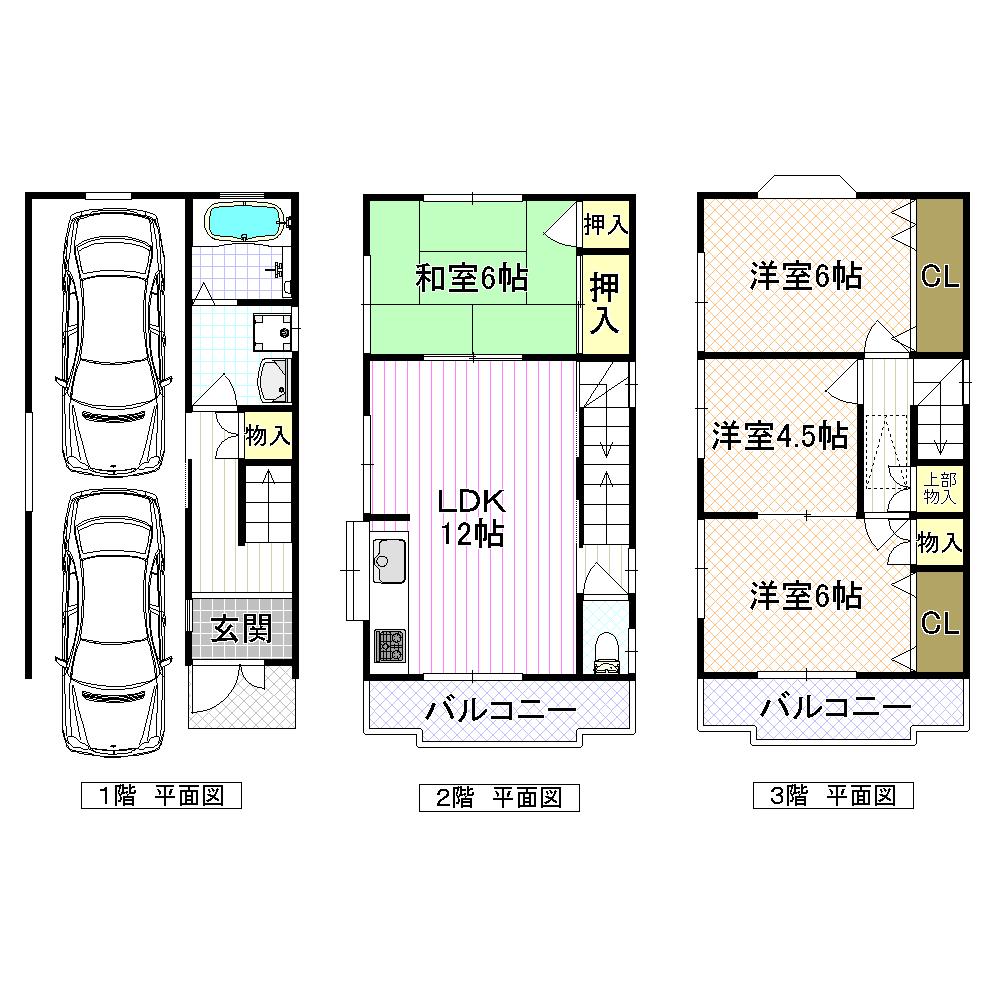 Floor plan. 18,800,000 yen, 4LDK, Land area 72.31 sq m , Building area 108 sq m land: 72.31 sq m Building 108 sq m