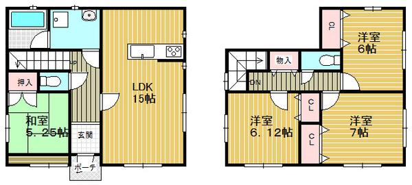 Floor plan. 33,300,000 yen, 4LDK, Land area 129.49 sq m , Building area 129.49 sq m