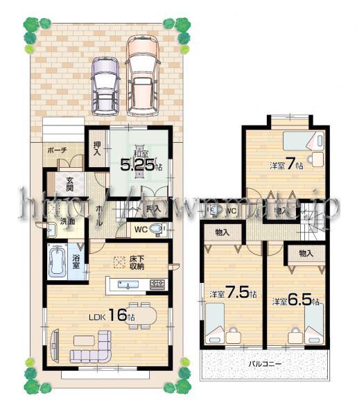 Floor plan. 29,800,000 yen, 4LDK, Land area 128.47 sq m , Building area 100.19 sq m Floor