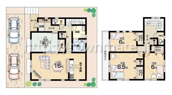 Floor plan. 28,900,000 yen, 4LDK, Land area 132.41 sq m , Building area 106.11 sq m 2 No. floor plan site area 132.41 square meters building area 106.11 square meters