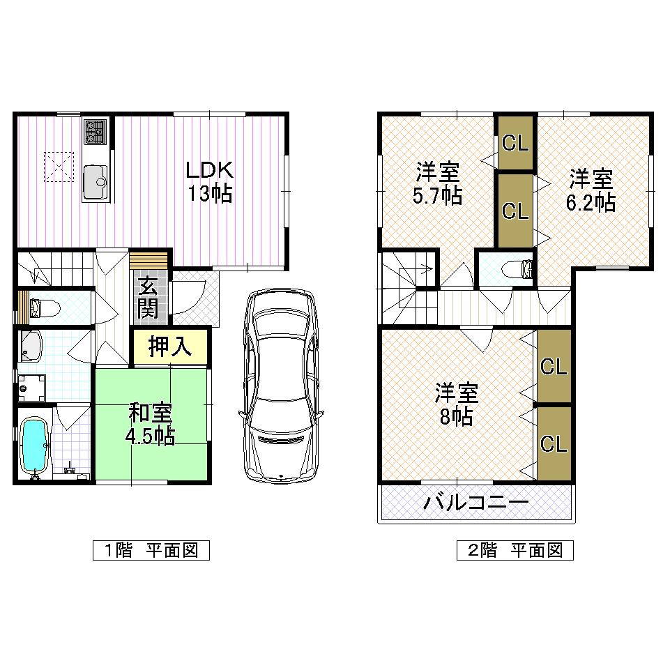 Floor plan. Price 23.8 million yen, 4LDK, Land area 90.05 sq m , Building area 88.28 sq m