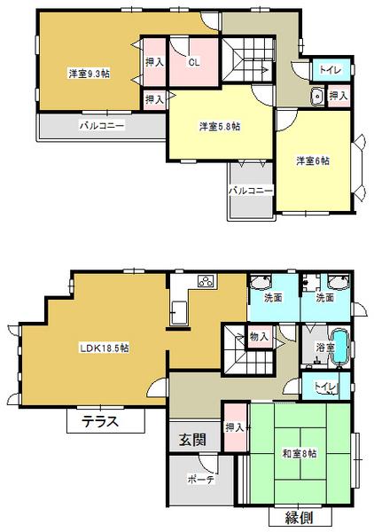 Floor plan. 29,800,000 yen, 4LDK, Land area 175.24 sq m , Building area 124.68 sq m