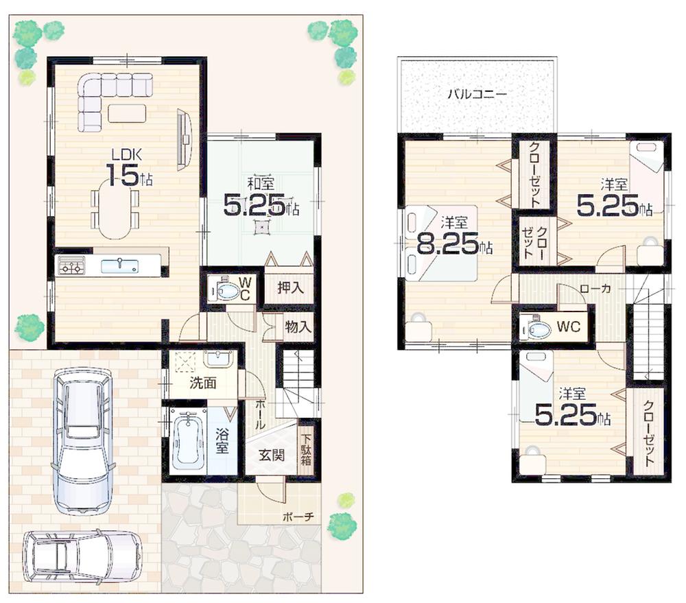 Floor plan. 26,800,000 yen, 4LDK, Land area 106.58 sq m , Building area 93.57 sq m