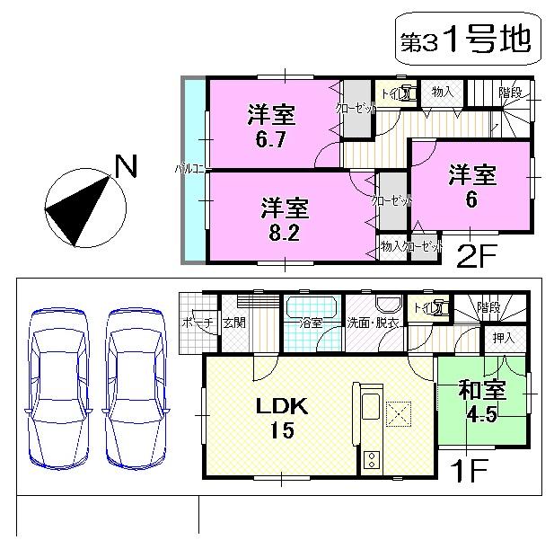 Floor plan. (number 3 No. 1 point), Price 23,300,000 yen, 4LDK, Land area 103.92 sq m , Building area 95.98 sq m