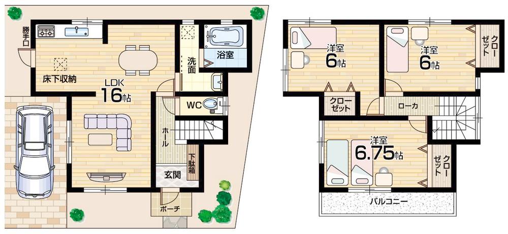Floor plan. 19,800,000 yen, 3LDK, Land area 80 sq m , Building area 81 sq m 2 No. land