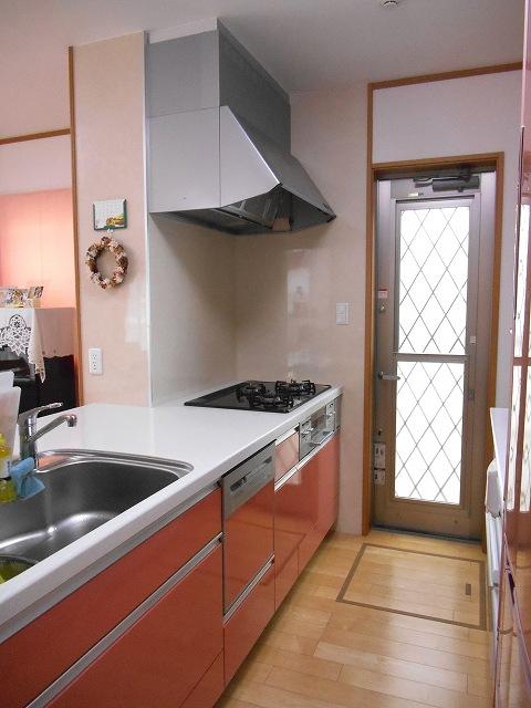 Kitchen. Counter kitchen of the dishwasher with. Back door, There is also under-floor storage.