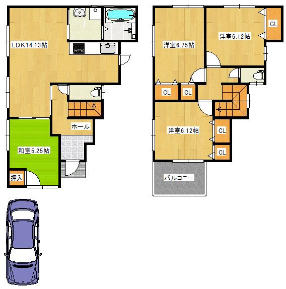 Floor plan. 22,800,000 yen, 4LDK, Land area 97.83 sq m , Building area 90.91 sq m ◆ Floor plan
