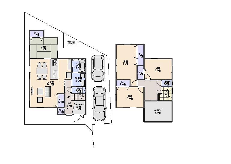 Floor plan. 40,300,000 yen, 4LDK, Land area 122.17 sq m , Building area 108.54 sq m
