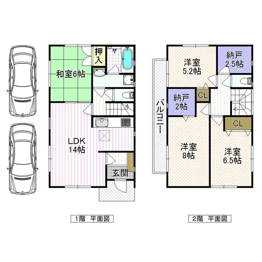 Floor plan. (No. 6 locations), Price 21.5 million yen, 4LDK+2S, Land area 100.5 sq m , Building area 95.98 sq m